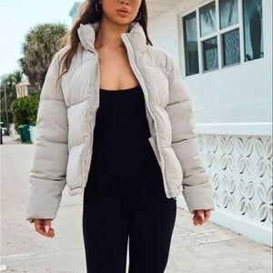 Ivory / Off-White Reflective Puffer Jacket